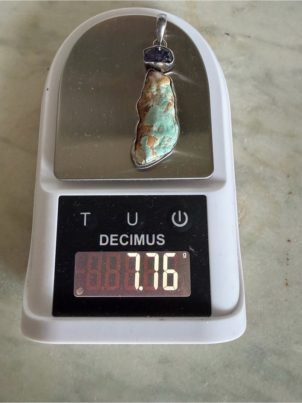 Native American Sterling Silver Turquoise Amethyst Sterling Silver Pendant 7.76g - Picture 5 of 5